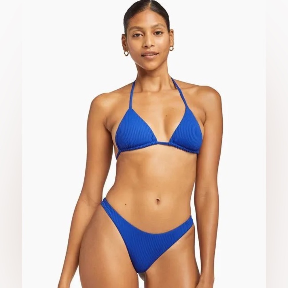 VITAMIN A California High Leg Cheeky Bikini Bottoms Size M/8 S/6 Royal Blue NEW! - Picture 8 of 16